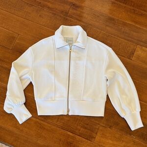 White Varley Zip Up, Ribbed